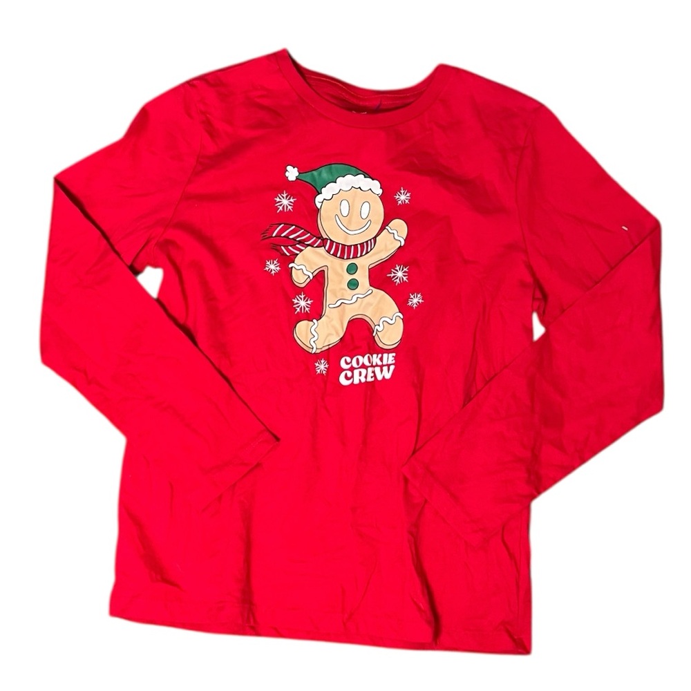 Holiday Time Christmas Cookie Crew Graphic Long Sleeve Shirt Red L (10-12) Husky